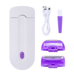 Epilator USB rechargeable female hair removal device portable tool rotary shaver body face legs bikini lip laser 230506