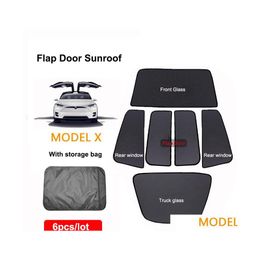 Car Sunshade 2021 Skylight Blind Shading Net For Tesla Model X Front Glass Flap Door Roof Sunroof Uv Protection Sun Shade Drop Deliv Dh3Jh