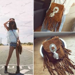 Evening Bags New Vintage Bohemian Fringe Messenger Crossbody Bag Frosted PU Leather Women Tassel Boho Hippie Gypsy Fringed Women's Handbags T230508