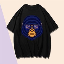 Men's T-Shirts Plus Size Loose Print T Shirt Cotton Hip Hop chimpanzee Pattern Short Sleeve Round Neck T Shirts Pullover Summer Sportswear 230508