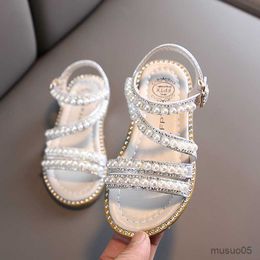 Sandals Girls' Rhinestone Sandals Girls Of Years Flat Shoes Pearl Sandal Summer Baby Princess Shoe Flip Flops Enfant Fille