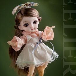 Dolls 16cm 1/12 Bjd Dolls For Girls Gift 13 Ball Jointed Doll Play House Children's Toys Eyes With Glasses Wig Cloth Fabric Dress 230508