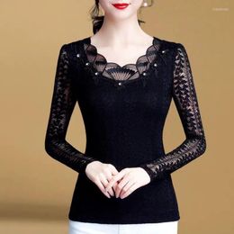 Women's Blouses Women Mesh Tops And Shirt Fashion Casual Long Sleeve Embroidered Blouse Spring Autumn Round Collar Women's G7