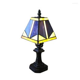 Table Lamps Vintage Simple Tiffany Glass Blue Small Lamp For Foyer Bed Room Bar Apartment Night Light H 30cm 1045