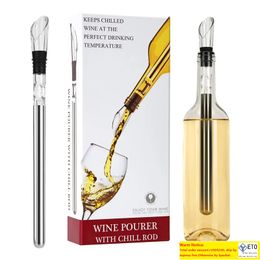 Stainless Steel Wine Chiller Ice Red Wines Bottle Rapid Cooler Chiller Stick Beverage Frozen Chilling Rod With Aerator and Pourer Perfect