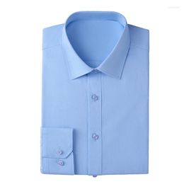 Men's Suits High Quality Mens Classic Non Iron Stretch Solid Shirt Long Sleeve Formal Business Standard-fit Basic Dress Shirts