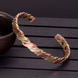 Charm Bracelets Vinterly Twisted Copper for Women Rose Goldcolor Health Energy Magnetic Adjustable Cuff Bangles 230508