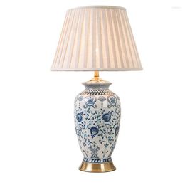 Table Lamps Blue And White Plum Vase Porcelain Ceramic Lamp BedRoom Bedside Living Room Foyer Study Desk Reading Night Light TD094