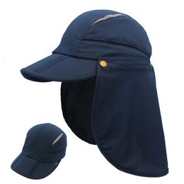 Stingy Brim Hats Connectyle Men's Women Summer Sun Visor Hat Quick Dry Breathable Protection Wide Brim Fishing Sun Cap with Removable Neck Flap 230506