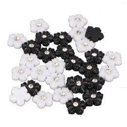 Nail Gel 3D Flower Decorations Beautiful Resin Art Ornaments Safe Black White 5 Petal For Home