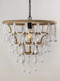 Pendant Lamps Bohemian Retro Wooden Bead Chandelier Creative Lighting Personality Bedroom Bedside Dining Room