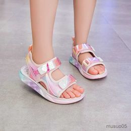 Sandals Girls Sports Sandals Multicolor Love Shiny Cool Children's Sports Shoes Open Toe Versatile 2023 Kids Fashion Casual Shoes Simple