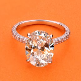Solitaire Ring Luxury 5 Oval Cut Engagement Ring for Women Zircon Big Diamond 925 Sterling Silver Wedding Promise Ring 925 Bridal Jewelry 230508