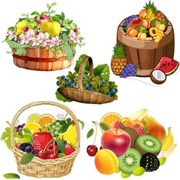 Fridge Magnets Three ratels co39 pastoral Colour fruit basket self adhesive wall sticker kitchen refrigerator decoration decal P230508