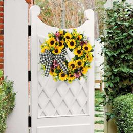 Decorative Flowers Sunflower Garland Beautiful Not Wither Long Lasting Wall Mounted Door Hanging Wreath Wedding Supply