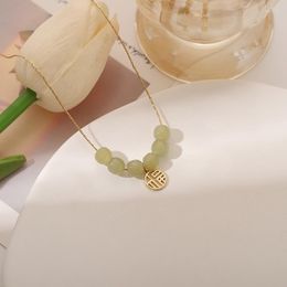 Pendant Necklaces Female Jewelry Imitation Hetian Baiyu Fu Brand "happy Word" Transfer Beads Clavicle Chain Necklace My Order