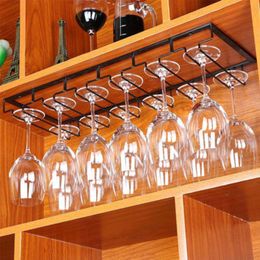 Organisation Wine Glass Rack Under Cabinet Stemware Holder Metal Wine Glass Organiser Glasses Storage Hanger for Bar Kitchen 3/4/5 Rows