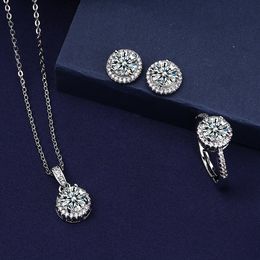 2022 Solitaire Diamond Jewellery set 925 Sterling Silver Party Wedding Rings Earrings Necklace For Women Men Moissanite Jewellery