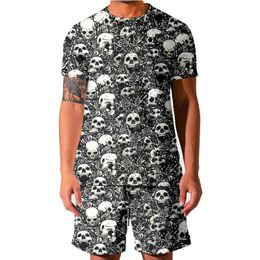 Men's Tracksuits 3D Full Printing Casual Set Men Cool Print Horror Skeleton SKULL T Shirt Man Hiphop Streetwear Tops Two Piece Harajuku Whol