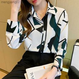 Women's Blouses Shirts Office Ladies Tops Button Up Shirts For Women Chiffon Long Sleeve Korean Fashion Clothing 2022 Fall Turn-down Collar Blouses T230508