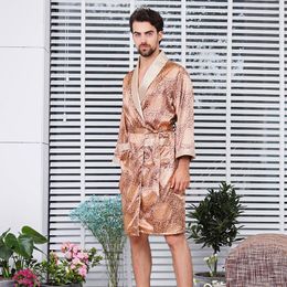 Men's Sleepwear Summer Dress Bath Robe With Shorts Men Pajamas Pijama Satin Long Sleeve Bathrobe