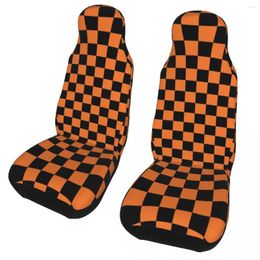 Car Seat Covers Orange And Black Checkered Pattern Cover Plaid For Cars Trucks SUV Auto Protector Accessories 2PC