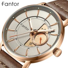 Wristwatches Fantor Relogio Masculino Top Men Watch Genuine Leather Man Business Fashion Quartz Wristwatch Wrist