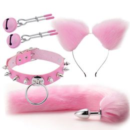 Anal Toys Tail Butt Plug Role Play Flirting Fetish Erotic ita Cosplay Anime Hair Cat Ears Tail Furry Belt In Ass Sex Toy For Women 230508