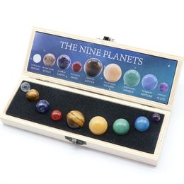 Decorative Objects Figurines Natural Crystal 8 9 Planets Ball Solar Sun System Rock Quartz Stones Beads Healing Reiki Chakra Energy Sphere Galaxy Model Globe 230508