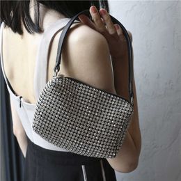 Evening Bags Soft Women Fashion with Diamonds New Arrival Day Clutch Rhinestones Zipper Open Sytle Purse 230427