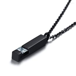 Pendant Necklaces Black Plating Crystal Bar Cremation Jewelry For Ashes Stainless Steel Keepsake Memorial Urn Necklace Women Men