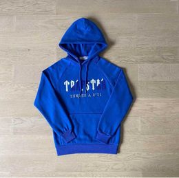 Motion design Tracksuits Trapstar Man Set Chenille Decoded Hooded Tracksuit Bright Dazzling Blue White trapstar jacke Embroidered Sunscreen design 66ess