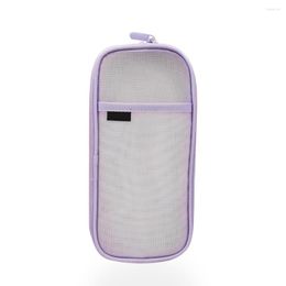 1/2/3/5 Transparent Pencil Case Pen Bag Eraser Sticker Stationery Storage Container Pouch Portable Accessories Purple White