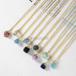 Pendant Necklaces Irregular Natural Stone Quartzs Gold Color Chain Simple Energy Reiki Female for Women Jewelry Gift Y23