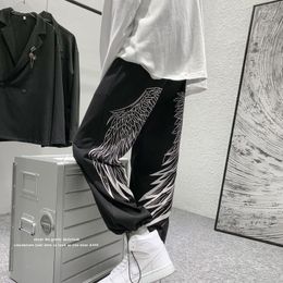 Men's Pants Streetwear Baggy Sweatpants Male Y2k Fashion Basketball Man 2023 Wide Leg Oversize Feathers Anime Trousers