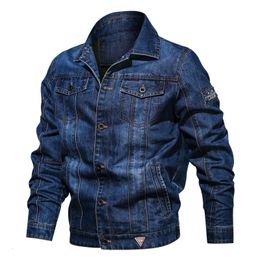 Men's Jackets Men's Solid Denim Jacket Spring Autumn Casual Slim Fit Bomber Jackets Male Jean Jacket Outwear Male Cowboy Plus Size 4XL 230509