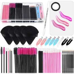 Makeup Brushes Applicators Kit Triangle Puff Mixing Palette Eyeline Mascara Wands Lip Hair Clips Powder Puffs for Face 230509