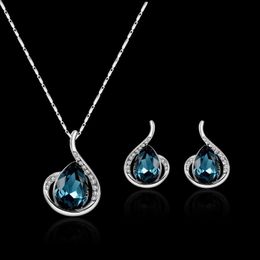 Necklace Earrings Set & Elegant Oval Zircon Rhinestone Pendent Korean Neck Ear For Women Men Girl Gift WholesaleEarrings