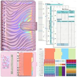 Loose-Leaf English Notebook 4pcs Card Pocket PU Binder Notepad Planning Book Weekly And Monthly Manual Ledger