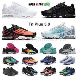 Tn Plus 3 Running Shoes Men Trainers Chaussures Triple Black Laser Bred Hyper Violet Silver Red Smoke Grey Rugby White Outdoor Sports Mens Women Casual Shoes 2.5