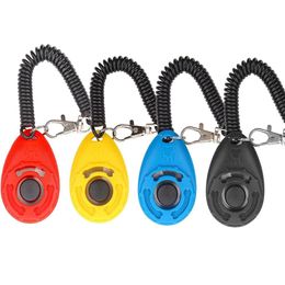 Leashes 4 Pcs Adjustable Wrist Strap Sound Key Chain Dog Repeller Pet Cat Dog Training Clicker Plastic New Dogs Click Trainer Aid