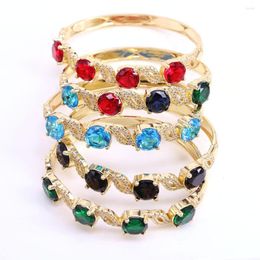 Bangle 3PCS Bohemia Colorful Big CZ Zircon Bracelet For Women Geometric Cubic Boho Fashion Jewelry Gift Bijoux Femme