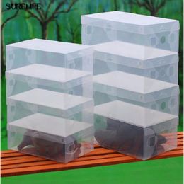 Storage Wholesale 12Pcs Transparent Makeup Organiser Clear Plastic Shoes Storage Boxes Foldable Shoes Case Holder