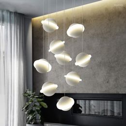 Pendant Lamps Nordic Designer Minimalist Art Jupiter Ring LED Lights Home Ceiling Lamp Children's Room Decorative Bedroom