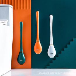Brushes Wall Mounted Toilet Brush Long Creative Simple Silicone Toilet Brush Colourful Eco Friendly Escobillero Wc Home Items DI50MTS