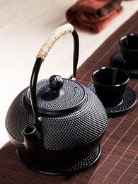 Teaware 300/1200ml Black Japanese Cast Iron Teapot Large Capacity Teapot Kitchen HeatResistant Boiling Water Tea Kettle Tea Set Teaware