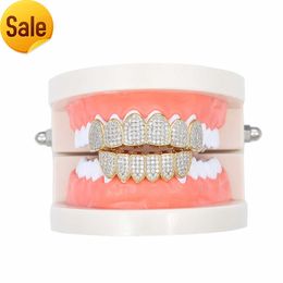 Hiphop Shinning Vampire Teeth Grillz Set with Diamonds for Party Music Festival Halloween Body Jewelry