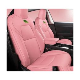 Car Seat Covers Accessories Er For Tesla Model Y/S High Quality Leather Custom Fit 5 Seaters Cushion 360 Degree Fl Ered Model3 Only Dhn4H