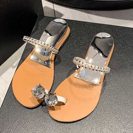 Slippers 2023 Summer New Casual Flats Crystal Women Slippers Flip-flops Trend Luxury Fashion Clip-toe Sandals Party Shoes Ladies Slides G230509