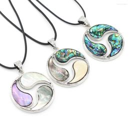 Pendant Necklaces Natural Abalone Shell Necklace Round For Jewellery Women Party Gift Length 55 5mm Size 42x42mm